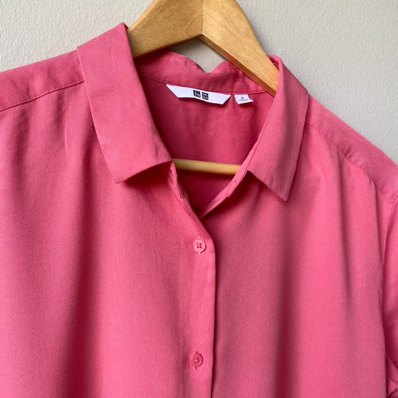 Uniqlo Rayon Button Up Blouse Shirt Small - Picture 3 of 6